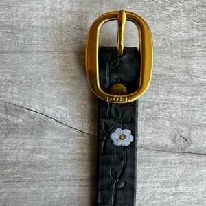 DOEN leather belt size small hand painted with flowers black